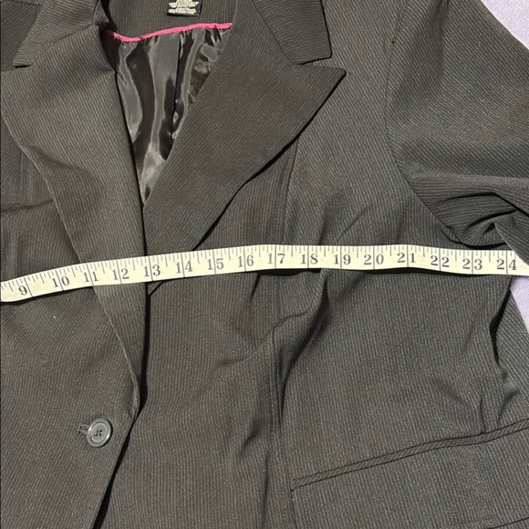 VTG GEORGE WOMENS BRAND BLACK LINED 1 BUTTOM BLAZER SHOULDER PADS POCKETS 6 - Picture 3 of 12